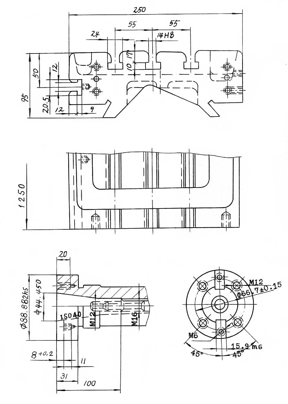 ФУ1-250 Посадочные і присоединительные базы фрезерного верстата